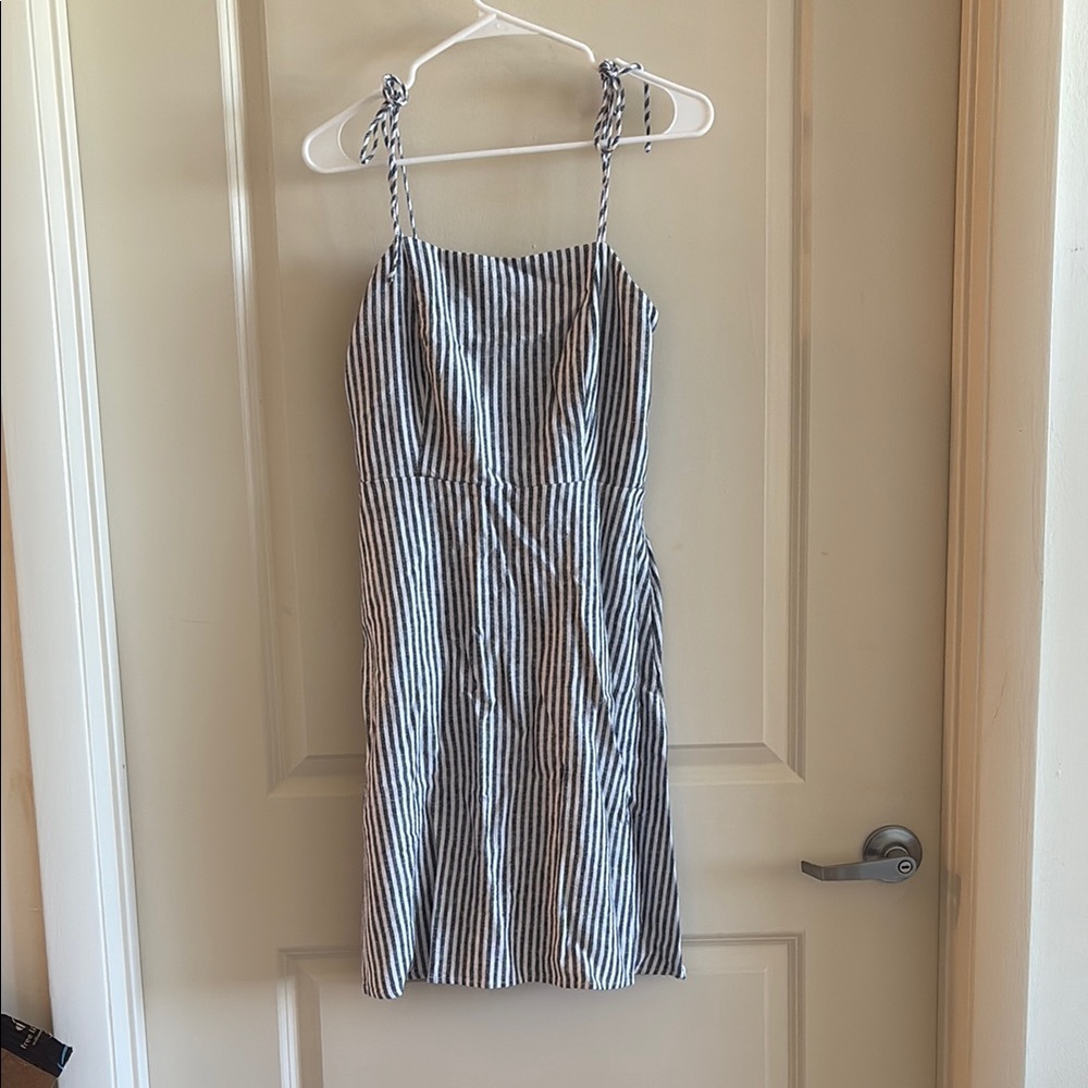 Blue and White Striped Sleeveless Mini Sundress